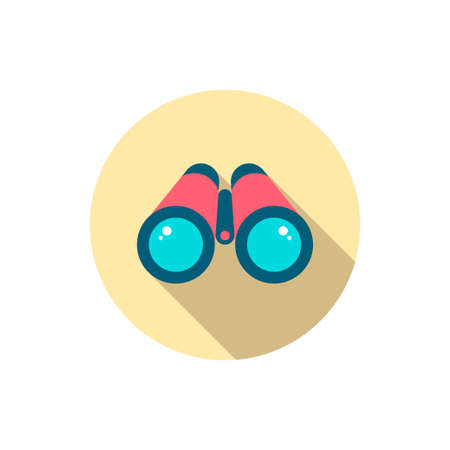 Binoculars flat icon with long shadow on color background, vector illustrationのイラスト素材
