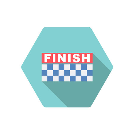 Finish banner icon , Vector flat long shadow design. Racing concept.
