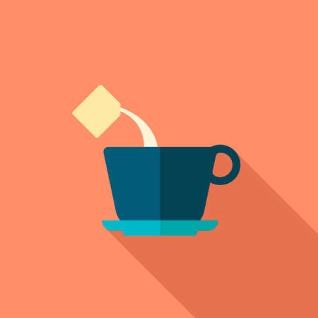 Coffee cup icon , Vector flat long shadow design.のイラスト素材