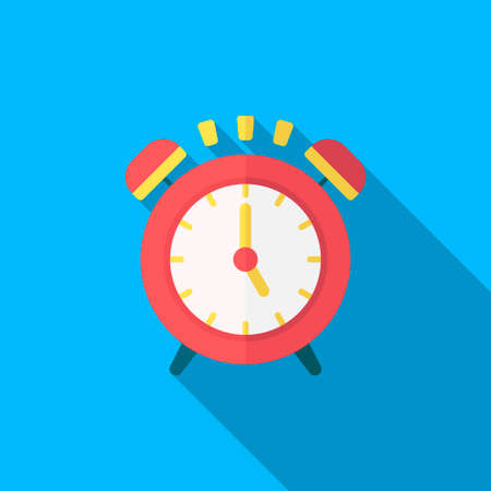Alarm clock icon , Vector flat long shadow design. In education concept.のイラスト素材