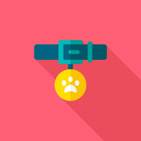Pet collar icon , Vector flat long shadow design.のイラスト素材