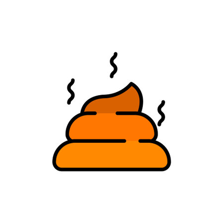 Pet poo flat color icon. linear style sign for mobile concept and web design. Stinky Poo flat color...