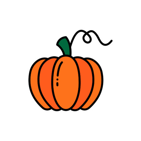 Pumpkin with leaf filled color icon. linear style sign for mobile concept and web design. Pumpkin vegetable filled color vector icon. Harvest symbol, logo illustration. Vector graphicsのイラスト素材