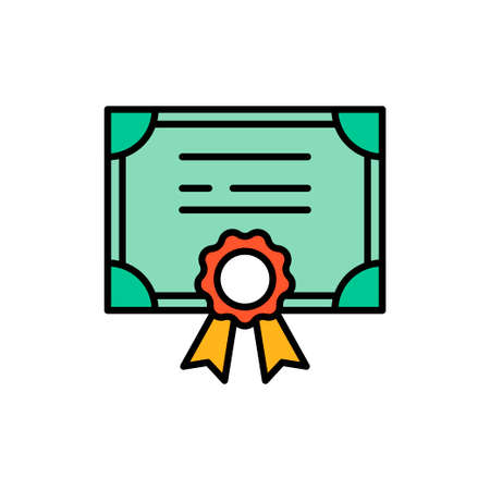 Stock share certificate line icon, filled outline vector sign, linear colorful pictogram isolated on white. Bonds, securities symbol, logo illustrationのイラスト素材