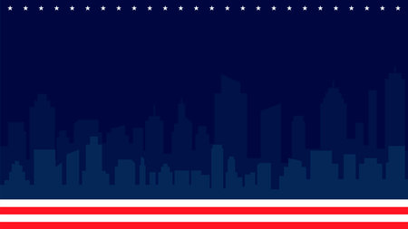 American flag horizontal background with an abstract motif. Template for United States of America national holiday banner, greeting card, invitation, poster, flyer, etc.のイラスト素材