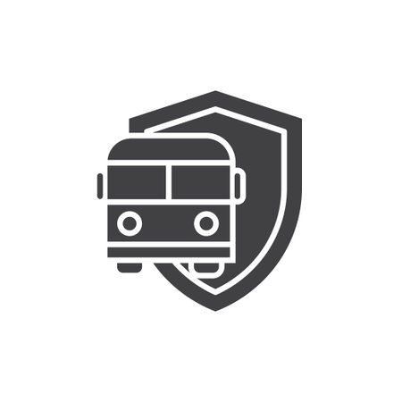 Bus travel insurance glyph icon. linear style sign for mobile concept and web designのイラスト素材