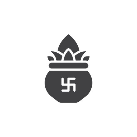 Kalash with coconut glyph icon. linear style sign for mobile concept and web design.のイラスト素材