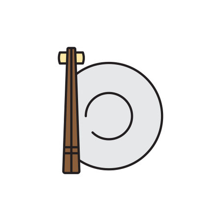 Chopsticks and plate filled color icon. linear style sign for mobile concept and web design.のイラスト素材