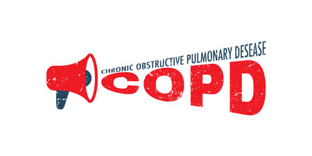 Megaphone COPD. Chronic Obstructive Pulmonary Disease. Red Stamp.