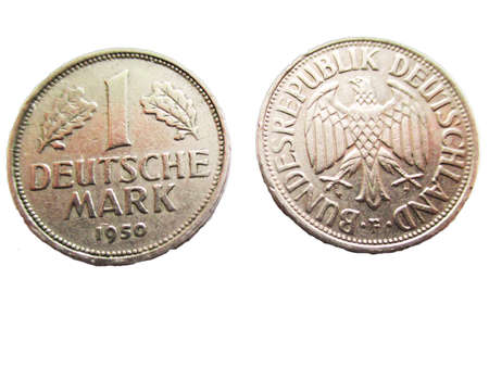 1 Deutsche Mark coinsの写真素材