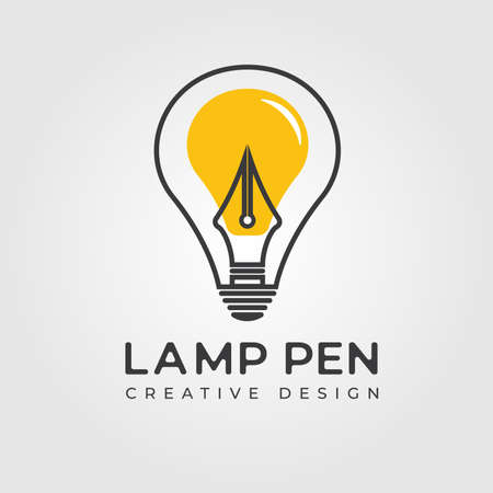 Lamp Light Bulb Pen Logo Creative Idea Vectorのイラスト素材