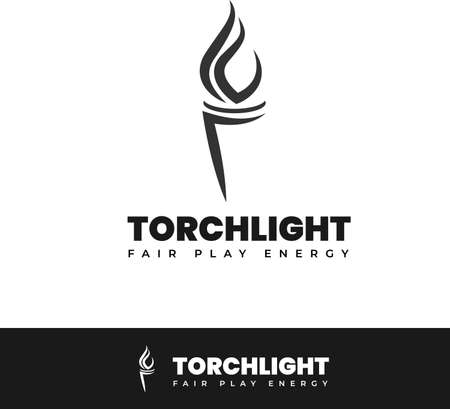 Torch Light Minimalist Vector Line Logoのイラスト素材