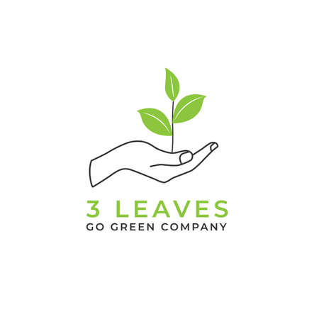 Hand Leaves Farm Go Green Tree Nature Eco Friendly Minimalist Logoのイラスト素材