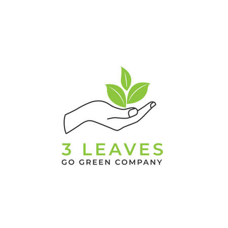 Hand Leaves Nature Environment Green Logo Vector Minimalistのイラスト素材