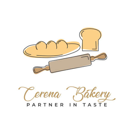 Old Rolling Pin with bread for bakery minimalist vector logoのイラスト素材