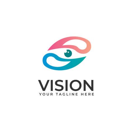 Abstract Eye Vision Minimalist Premium Logo Vectorのイラスト素材