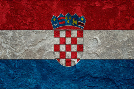 Croatia flag on grunge backgroundの写真素材