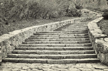 Vintage staircase. Black and white.の写真素材