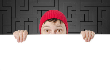 Young woman looking for the solution.の写真素材