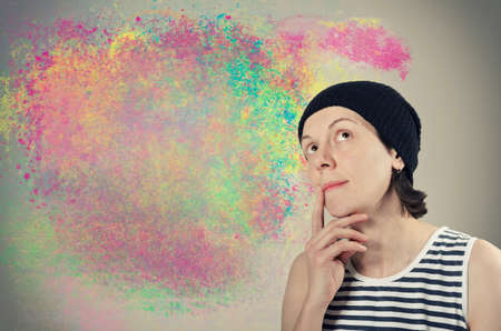 Thinking creatively with colorful splashの写真素材