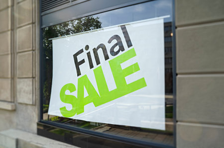 Retail Image Of A Sale Sign In A Clothing Store Window (With Shallow DoF)