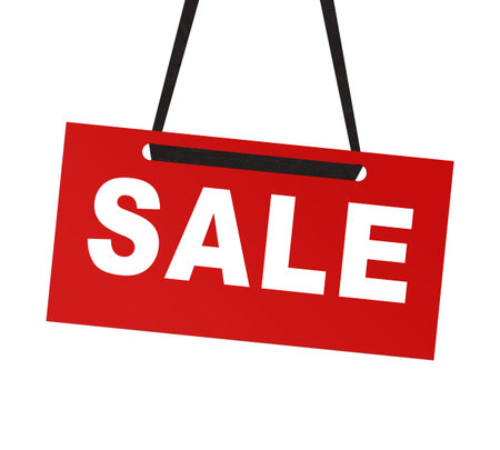 Sale tag isolated on white backgroundの写真素材
