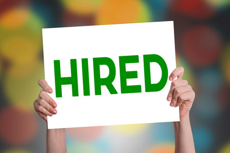 Hired Card with Bokeh Background