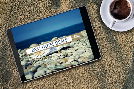 Best Hotel Deals. Search box Web Online Browsing Searching Concept.の写真素材