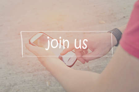 Join Us. Register, Membership and Hiring Concept.の写真素材