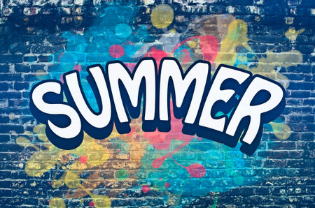 Summer graffiti wallの写真素材