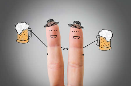 Happy finger friends having fun togetherの写真素材