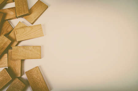Wooden blocks background with copy spaceの写真素材