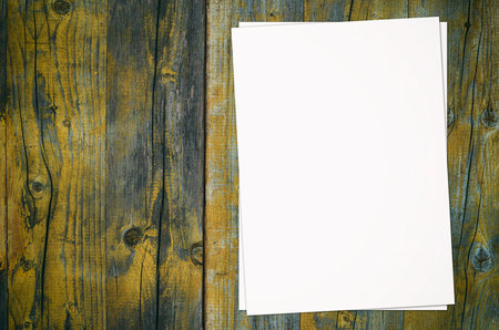 Blank catalog, magazines, book mock up on wood background, top view.の写真素材