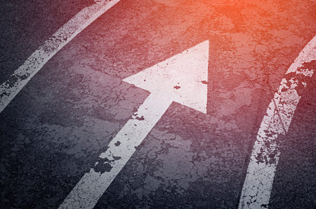 The Right Way. Forward signs on the road. Forward and right signs on the road.