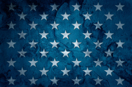 USA flag stars on grunge concrete wall background