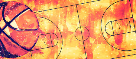 Basketball banner background. Abstract basketball background with copy space.の写真素材