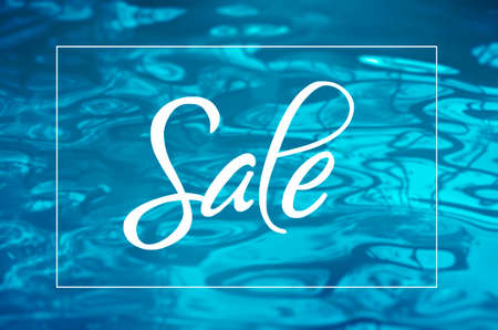 Summer sale banner with blue water backgroundの写真素材