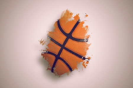 Basketball banner background. Abstract basketball paintbrush background with copy space.