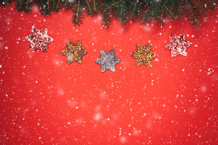 Christmas background with festive decoration and space for text の写真素材