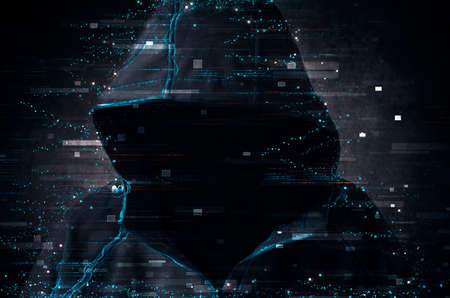 Cyber terrorism, cyber crime, internet piracy and computer hacking concept.の写真素材