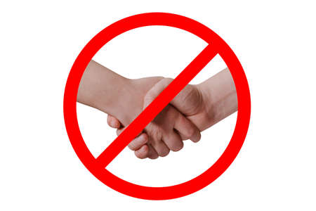 No handshake. Social distance concept. Restrict handshakes to contain Coronavirus COVID-19 infection.の写真素材