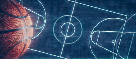 Abstract dark basketball court with copy space.の写真素材