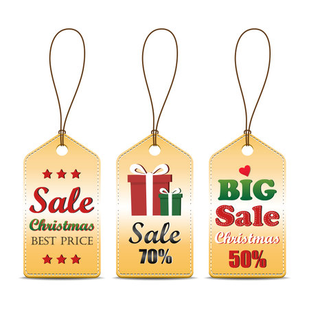 Set of Christmas sale tag, can use for your business or promotion. Vector illustration.のイラスト素材