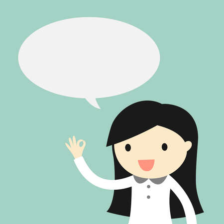 Business concept, Business woman with bubble. Vector illustration.のイラスト素材