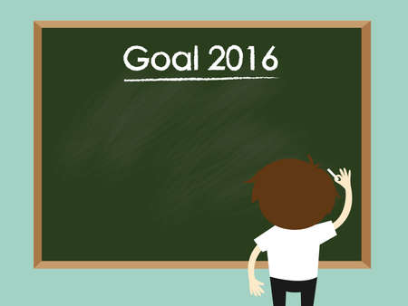 Business concept, Businessman is writing plan for 2016. Vector illustrationのイラスト素材