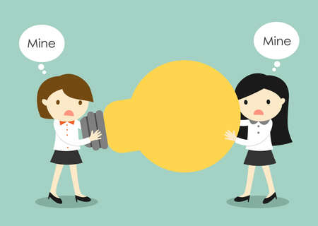 Business concept, Two business women are fight for an idea. Vector illustration.のイラスト素材