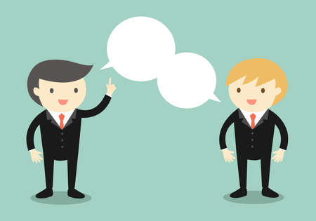 Business concept, Two businessmen are talking the same thing. Vector illustration.のイラスト素材