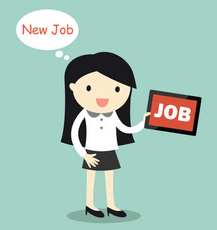 Business concept, Business woman is thinking about new job. Vector illustration.のイラスト素材