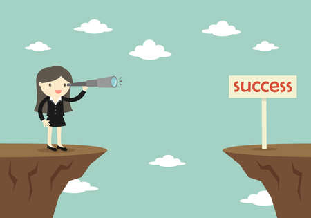 Business concept, Boss/Business woman using telescope and seeのイラスト素材