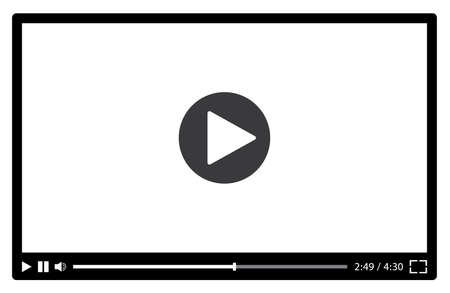 Video player for web in black and white. Vector illustrationのイラスト素材